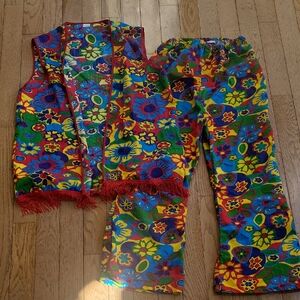 Colorful Floral Vest and Pants Set